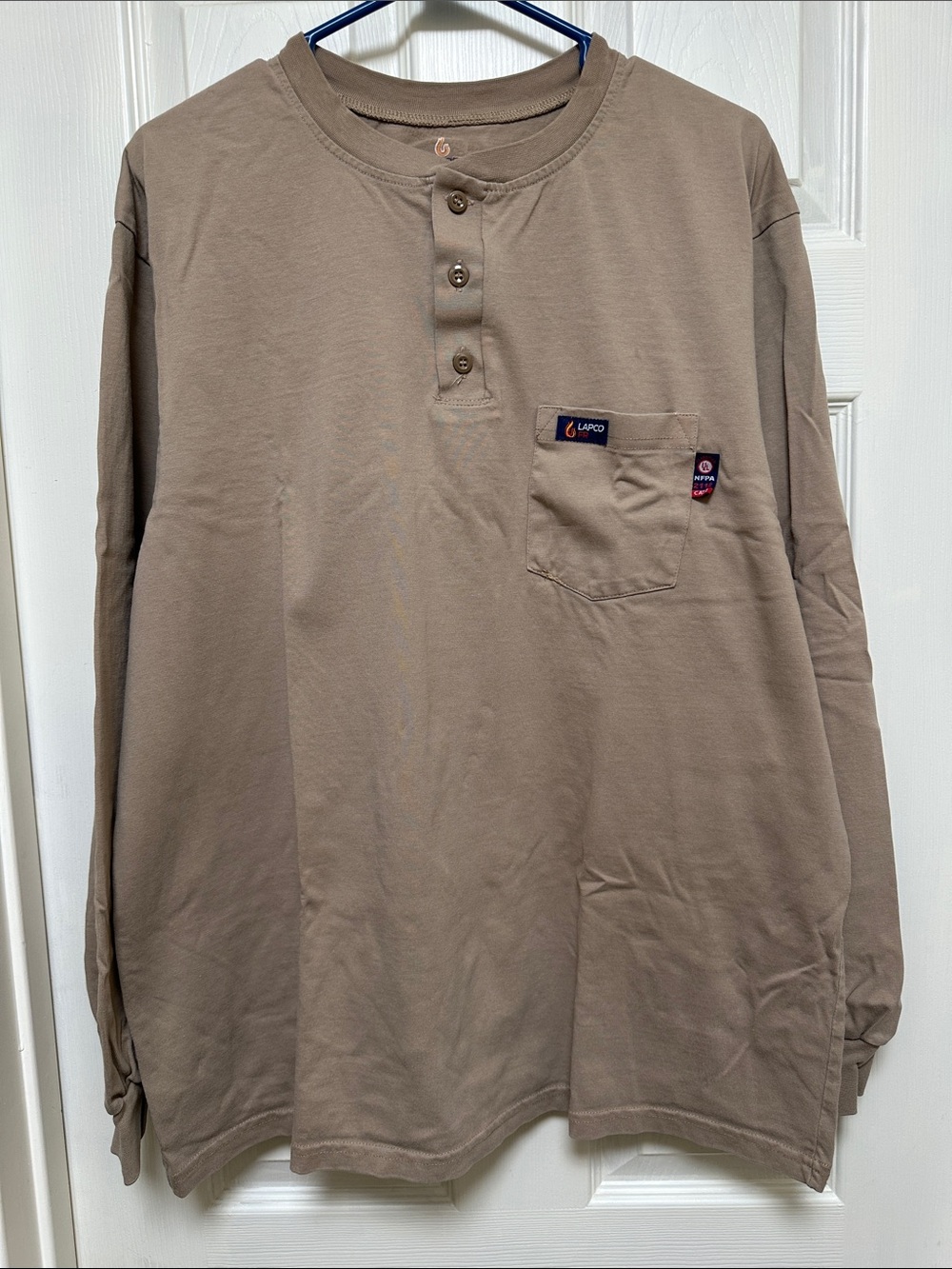 LAPCO FR Henley Shirt for Men, Flame Resistant, Long Sleeve Work Uniform
